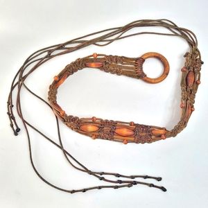Vintage 1960's macramé leather waist belt